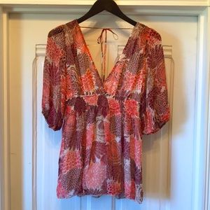 GALA 100% Silk Floral Print Blouse